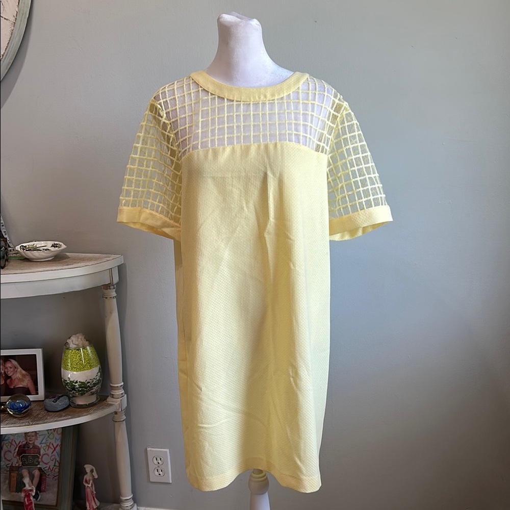 [WAREHOUSE] Yellow Mesh Overlay Dress - Size 12